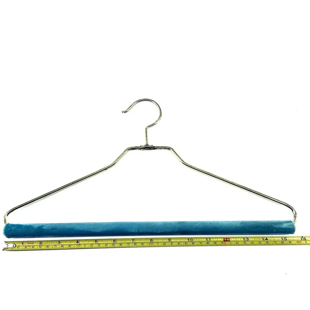 Vintage Heavy Duty Teal And Brass Mid Century Velvet Hanger Swivel MCM